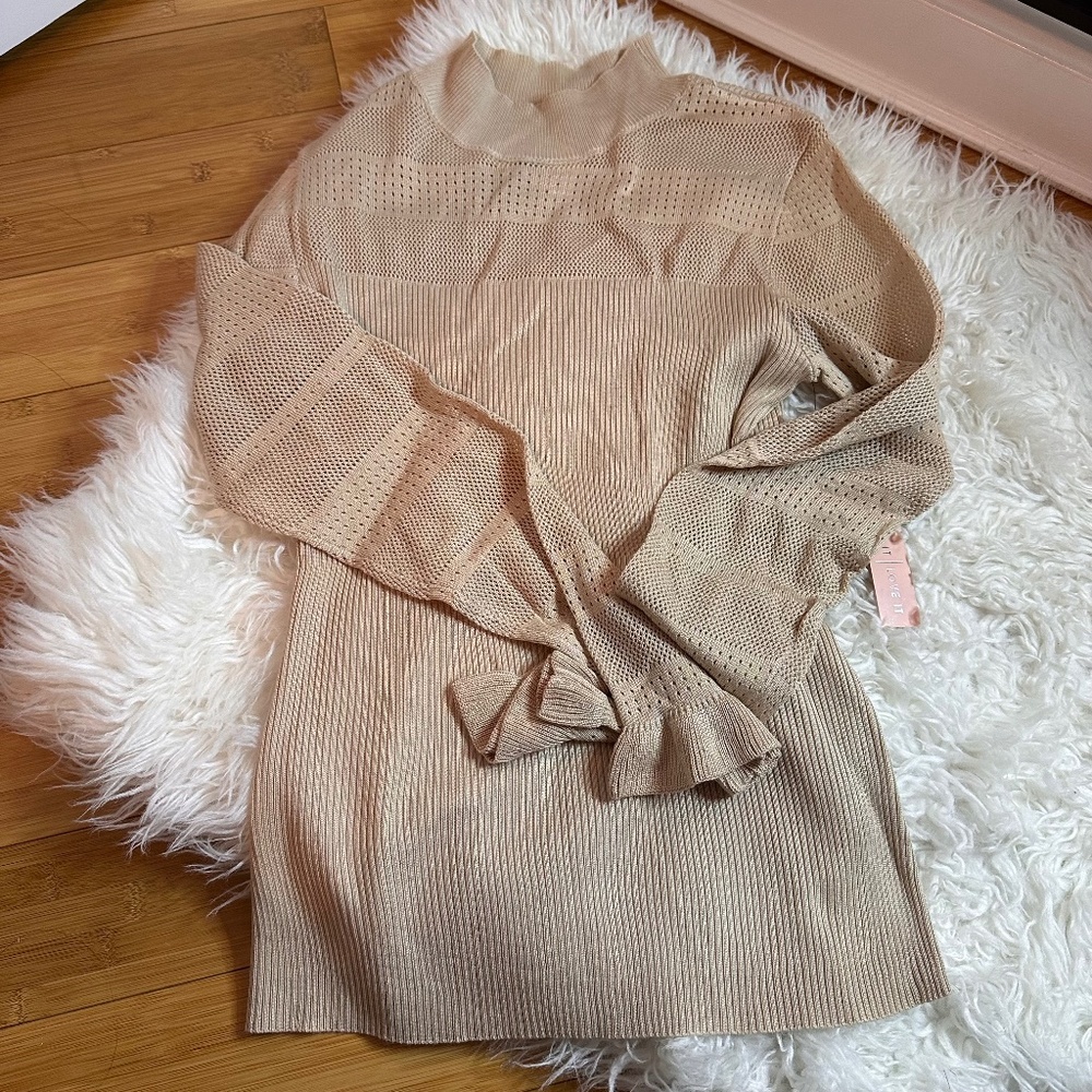 Grave Fame Turtle Neck Blouse Khaki Size XL NWT